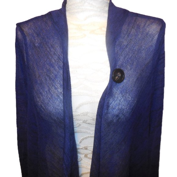 Cardigan Sweater NEW lightweight knit top long sleeve navy blue summer - Picture 5 of 9